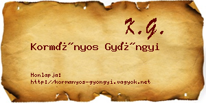 Kormányos Gyöngyi névjegykártya