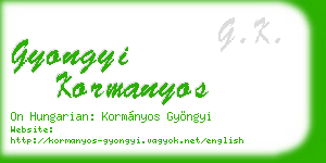 gyongyi kormanyos business card